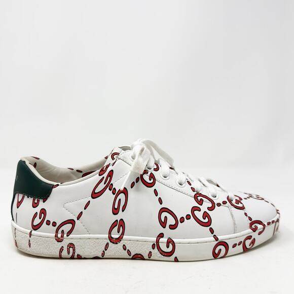 Gucci Ace GG Print Leather Sneakers Size 38 - Picture 6 of 14